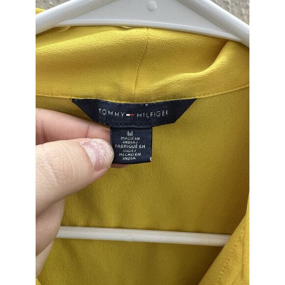 Tommy Hilfiger Womens Tank Top Size Medium Button Up Solid Yellow Necktie - Picture 5 of 12